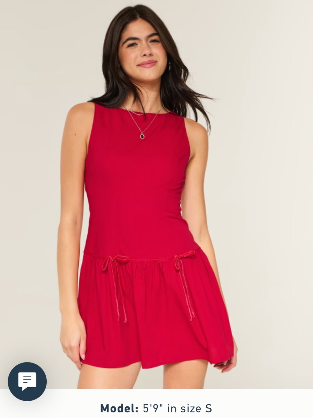 Hollister Red Sleeveless Drop-Waist Mini Dress